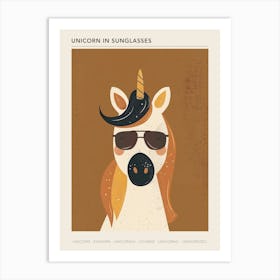Storybook Style Unicorn With Sunglasses Muted Pastels 3 Poster Art Print