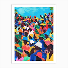 Crowd Of People In Hats Art Print