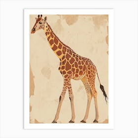 Storybook Style Illustration Of A Giraffe 1 Art Print