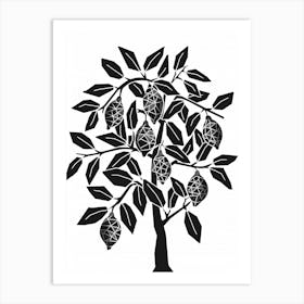 Lemon Tree Simple Geometric Nature Stencil 1 Art Print