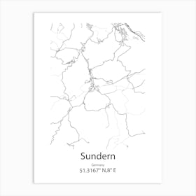 Sundern,Germany Minimalist Map Art Print