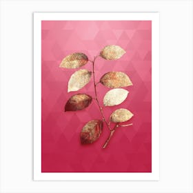 Vintage Eared Willow Botanical in Gold on Viva Magenta n.0824 Art Print