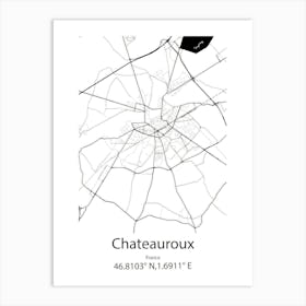 Chateauroux,France Minimalist Map Art Print