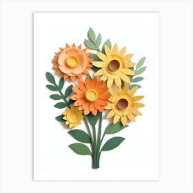 Paper Flowers Bouquet Art Print