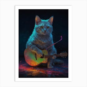 Cat Playing Guitar 1 Art Print