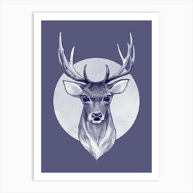 Grey Illustrated Deer Art Print