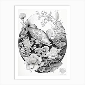Doitsu Showa Koi Fish Haeckel Style Illustastration Art Print