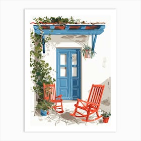 Greece Rocking Chairs Art Print