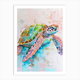 Simplistic Pastel Sea Turtle Art Print