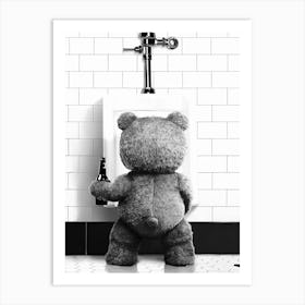 Teddy Bear Toilet Art Print