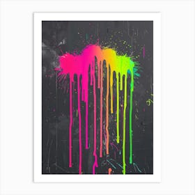 Rainbow Paint Splatter Art Print