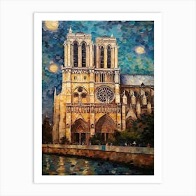 Notre Dame Paris France Van Gogh Style 3 Art Print