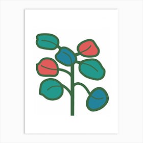 Red, Blue and Green Leaves Art Print