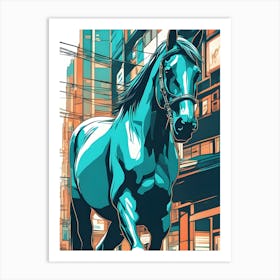 Horse Walking On The Streets Of Tokyo 2 Art Print