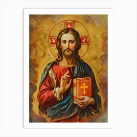 Icon Style Painting of Jesus Christ Art Print