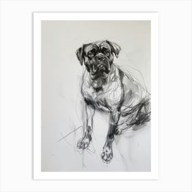 Bullmastiff Dog Charcoal Line 1 Art Print
