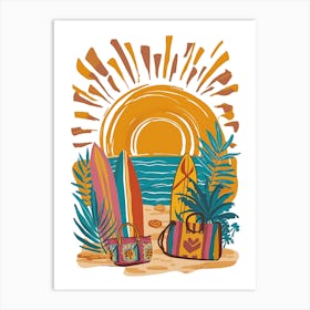 Surfboards In The Sand Art Print