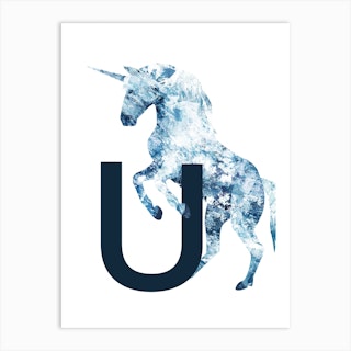 U Unicorn Art Print
