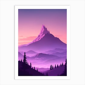 Misty Mountains Vertical Composition In Purple Tone 69 Art Print