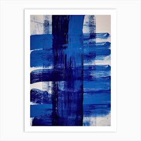 Blue Brush Strokes Abstract 3 Art Print