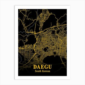 Daegu Gold City Map 1 Art Print