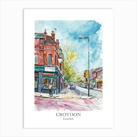 Croydon London Borough   Street Watercolour 2 Poster Art Print