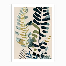 Maidenhair Fern Wildflower Modern Muted Colours 1 Art Print