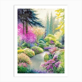 Butchart Gardens, Canada Pastel Watercolour Art Print