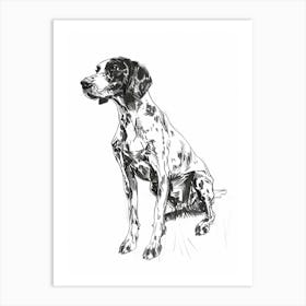Pointer Dog Black & White Line Sketch 1 Art Print