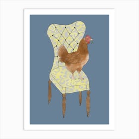 Miss Hen Chicken On A Chair 2 Art Print