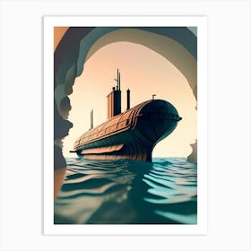 Submarine In The Sea-Reimagined 2 Art Print