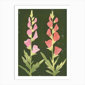 Pink & Green Snapdragon 1 Art Print