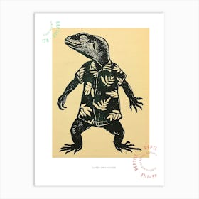 Lizard In A Floral Shirt Block 1 Poster Art Print