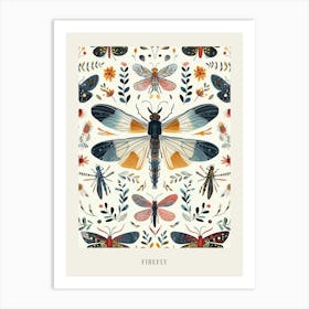 Colourful Insect Illustration Firefly 10 Poster Art Print