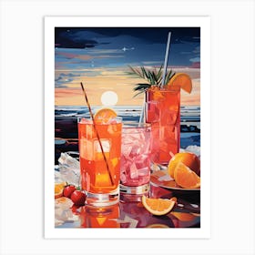 Sunset Cocktails Art Print