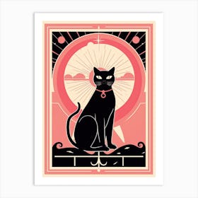 The Sun Tarot Card, Black Cat In Pink 3 Art Print
