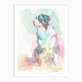 Pastel Bernese Mountain Dog Watercolour Line Illustration 3 Art Print