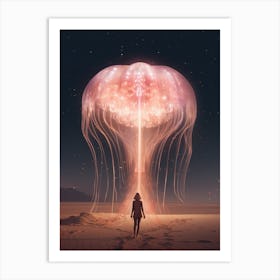 Cosmic surrealism of jellyfish in the desert Art Print