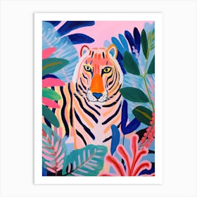 Cute Tiger In The Jungle, Matisse Inspired Art Print