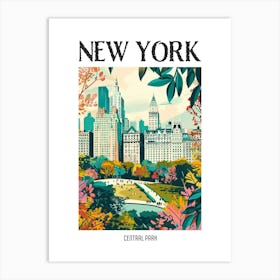 Central Park New York Colourful Silkscreen Illustration 2 Poster Art Print