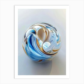 Blue And Gold Sphere Art Print