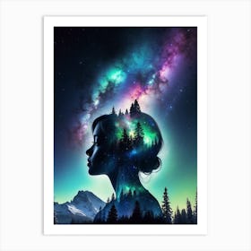 Woman'S Head In Space Print Art Print