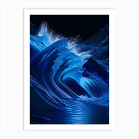 Rushing Water In Deep Blue Sea, Water, Waterscape Holographic 1 Art Print