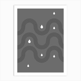 Abstract Waves Rain Art Print