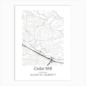 Cedar Mill,United States Minimalist Map Art Print