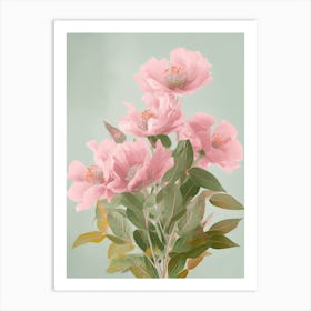 Laurel Flowers Acrylic Painting In Pastel Colours 2 Art Print