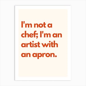 Artist With An Apron Kitchen Typography Cream Red Art Print