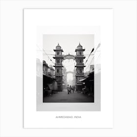 Poster Of Ahmedabad, India, Black And White Old Photo 3 Art Print