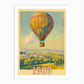 Aihrgdesign A Vintage Travel Poster Of A Hot Air Balloon Floa Da9e3d09 7693 4f40 Ba70 8e6526cbb0e3 0 Art Print