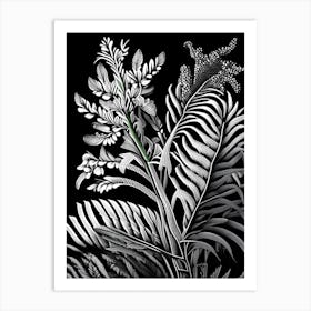 Kangaroo Paw Fern Linocut Art Print